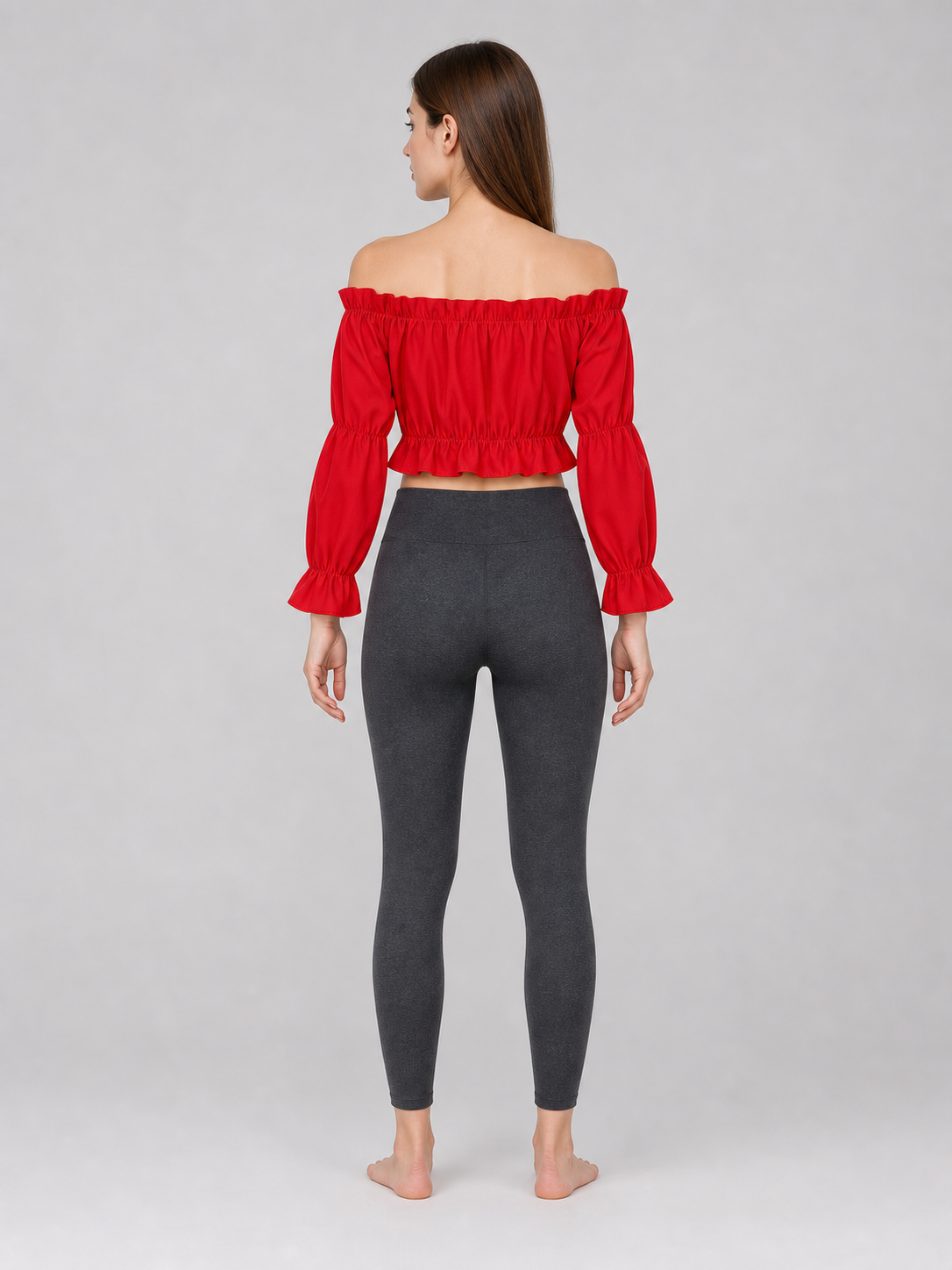 Red off-the-shoulder cropped top