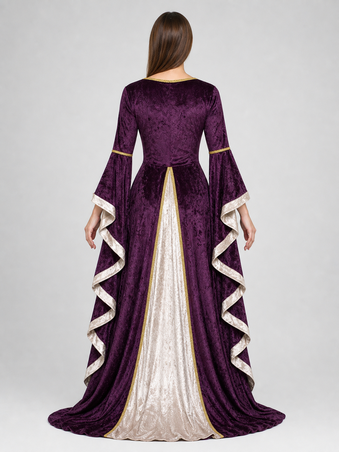 Medieval-Style Dress with Flared Sleeves