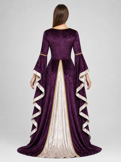 Medieval-Style Dress with Flared Sleeves