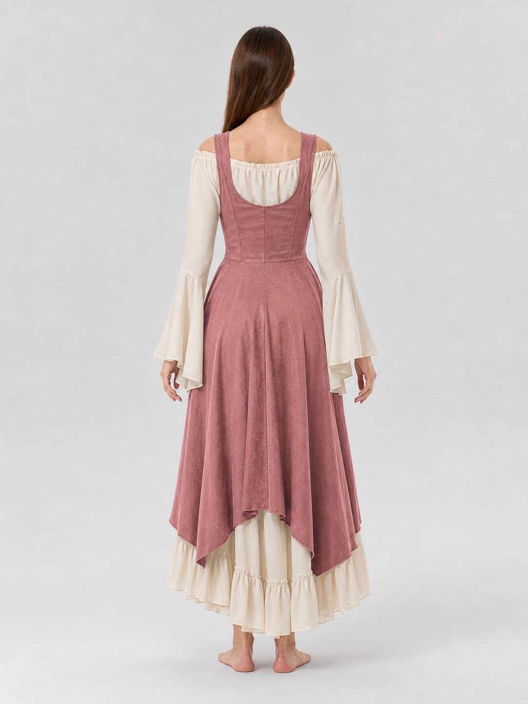 Renaissance-Style Dress with Corset and Ruffles