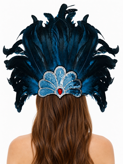 Carnival Feather and Bead Headpiece