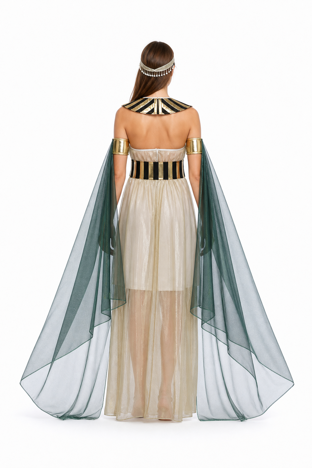 Cosplay Dress with Cape Sleeves and Belt back view