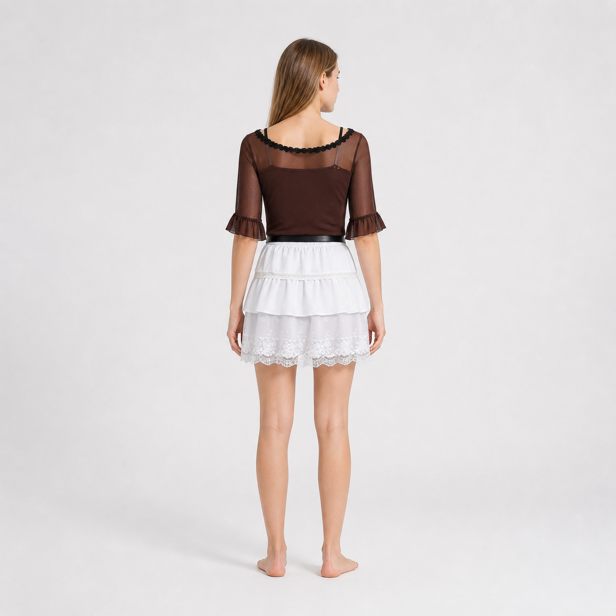 Cosplay Costume with a Tiered Skirt and Lace back view