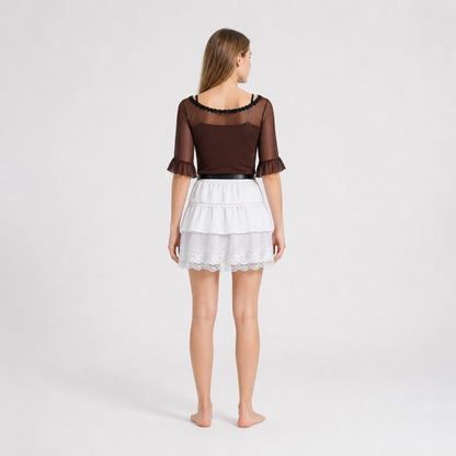 Cosplay Costume with a Tiered Skirt and Lace back view