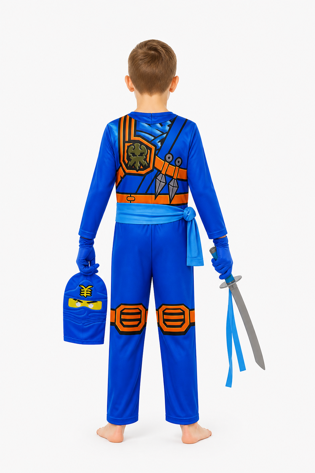 Children's Ninja Costume Jumpsuit with Mask back view
