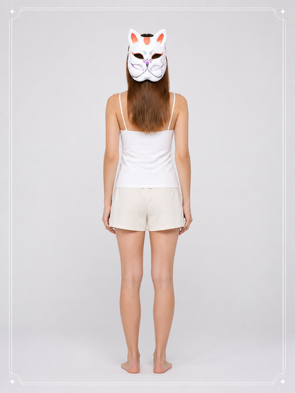 White Cat Carnival Mask for Halloween and Cosplay back view