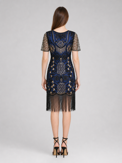 Fringed Cocktail Dress in 1920s Style