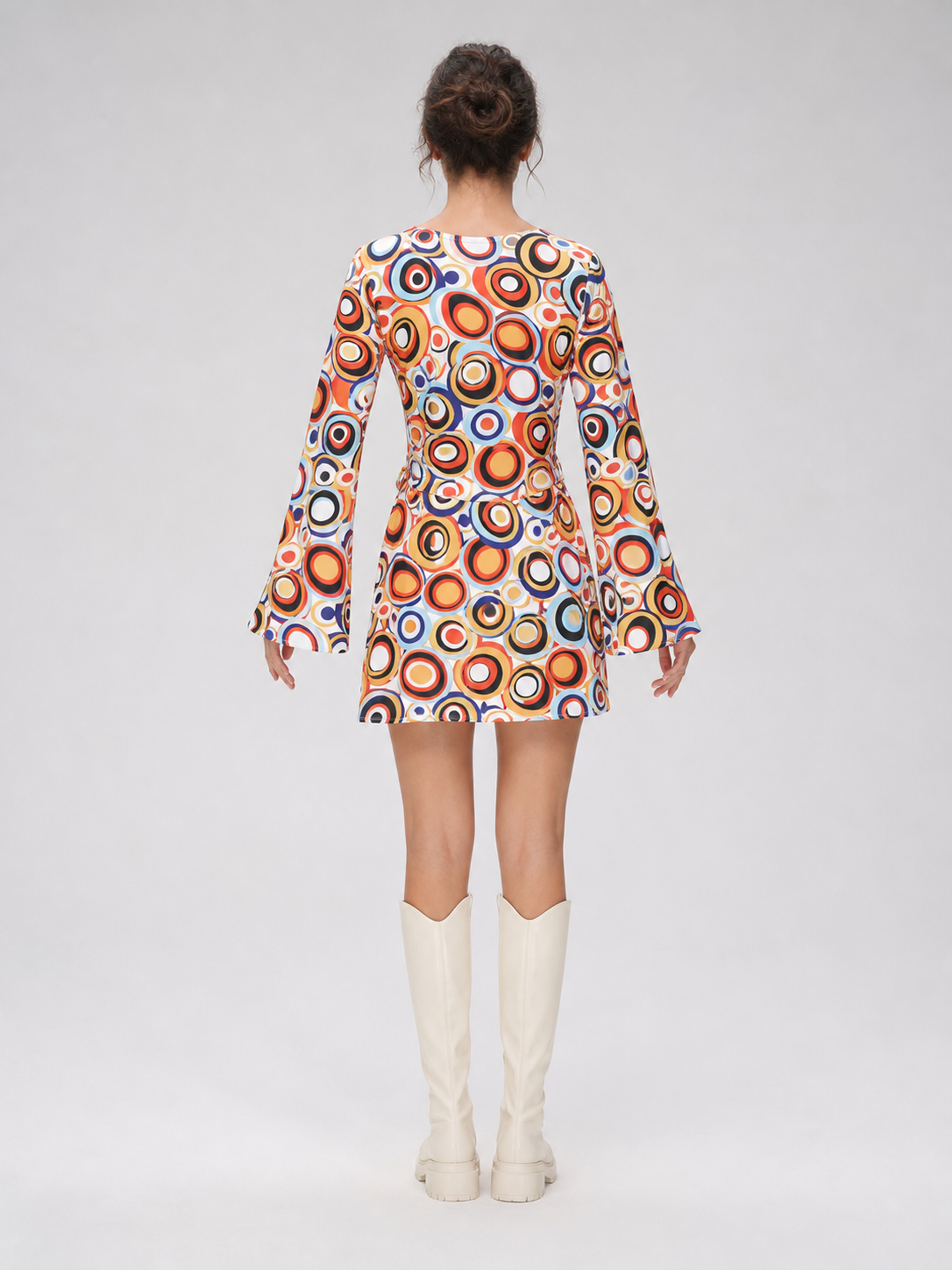 Disco-Style Costume Dress with Geometric Print