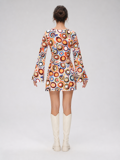 Disco-Style Costume Dress with Geometric Print