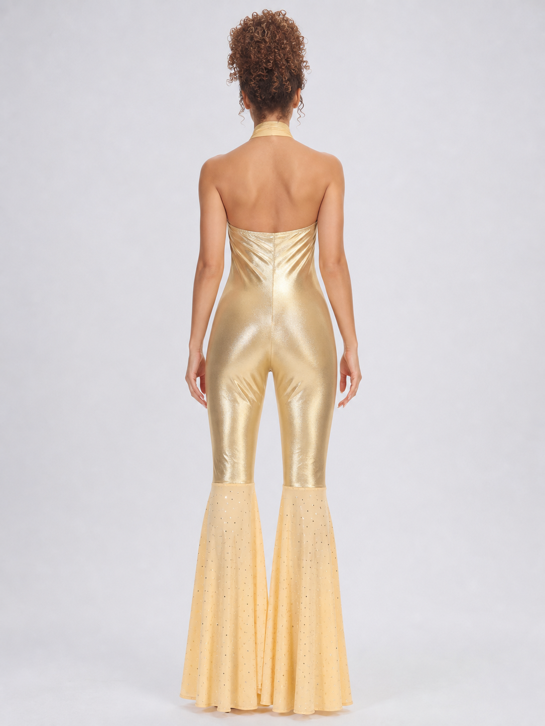 Gold 70s Disco-Style Jumpsuit for Cosplay