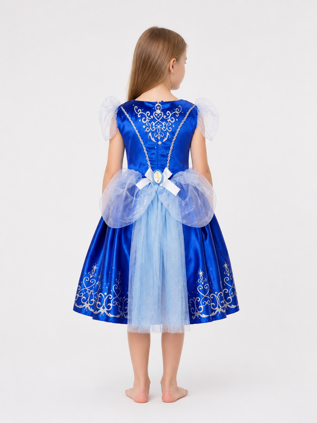 Blue Princess Costume with Silver Pattern back view