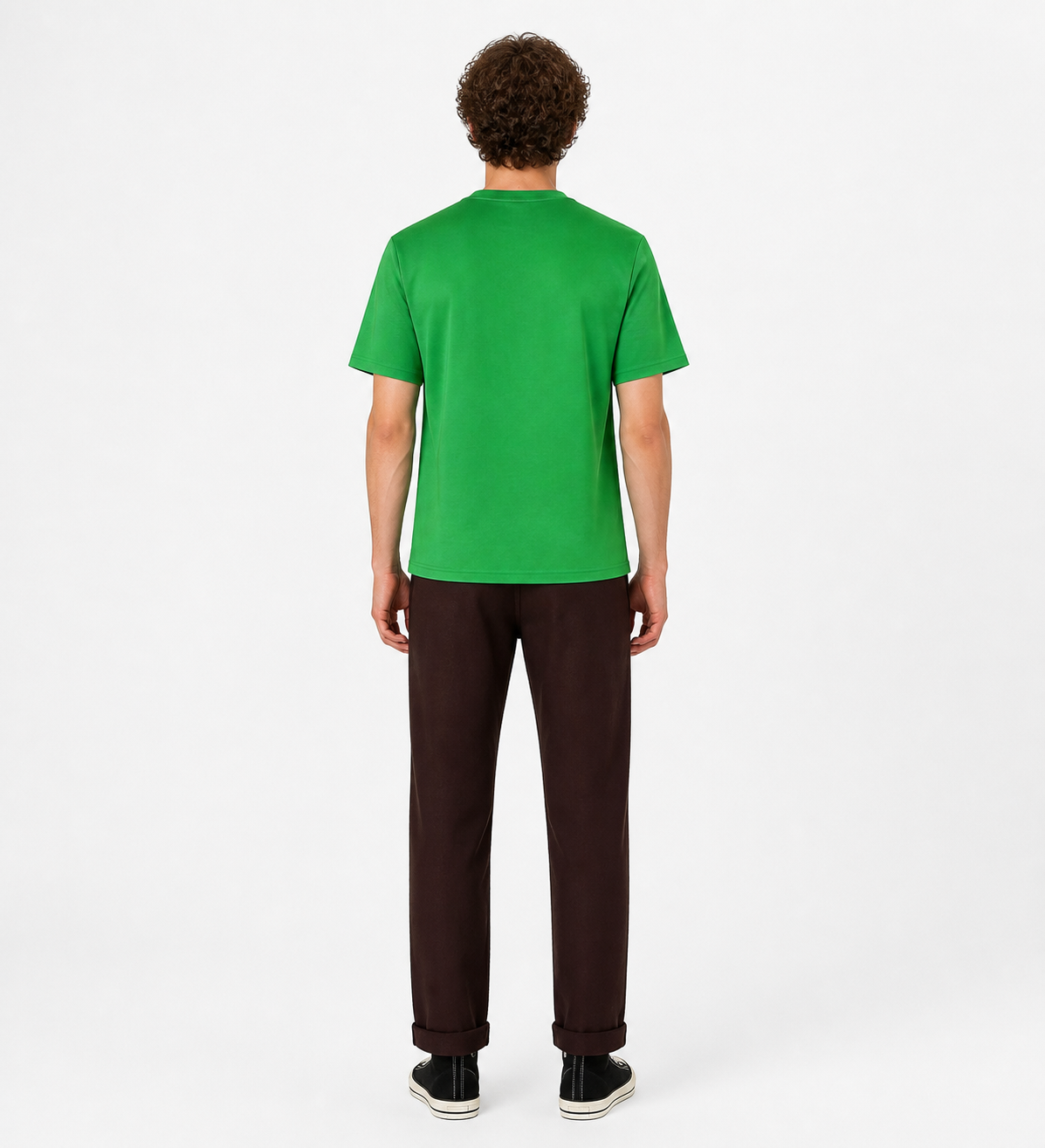 Cosplay Costume: Green Top and Brown Pants back view
