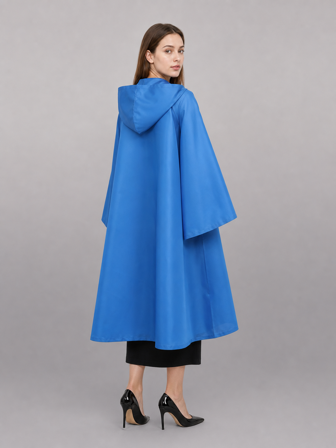 Long Blue Hooded Carnival Cloak