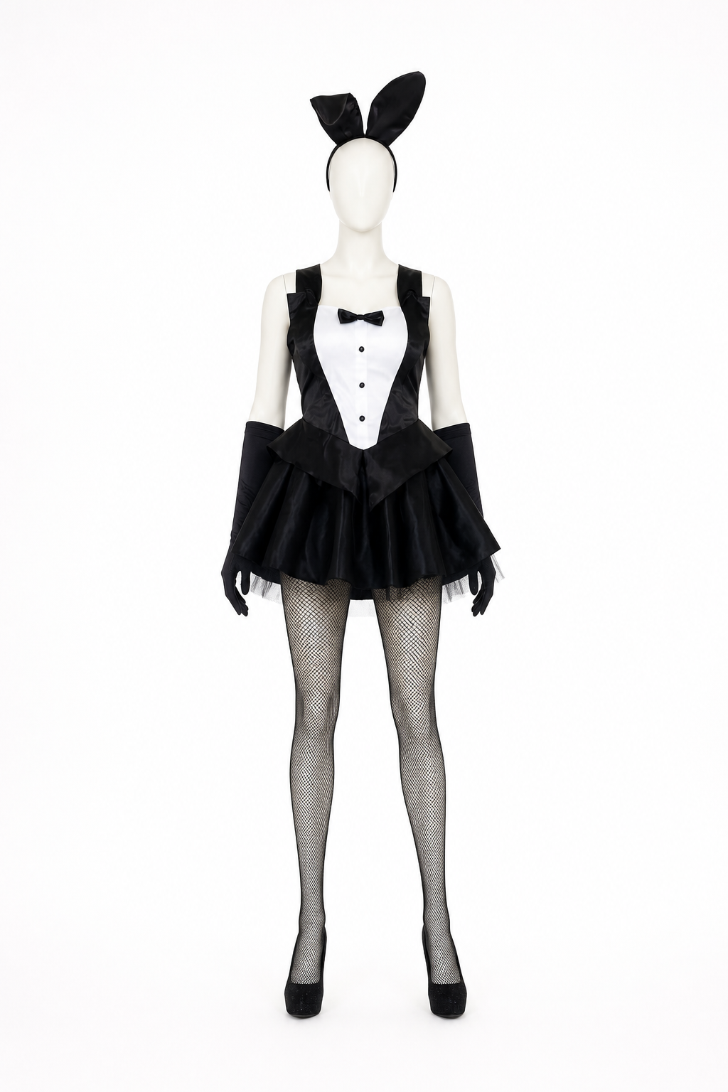 Black-and-White Rabbit Costume with a Full Skirt