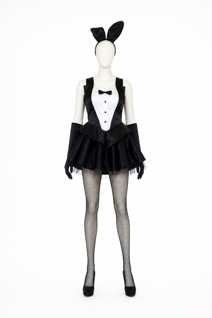 Black-and-White Rabbit Costume with a Full Skirt