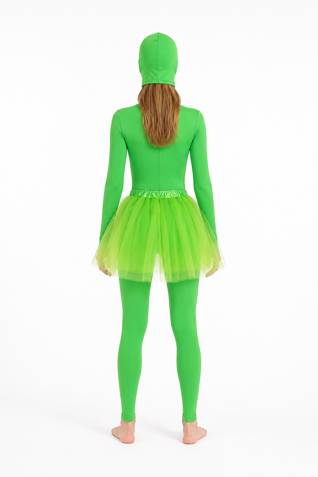 Green Alien Costume with Skirt and Mask for Halloween back view