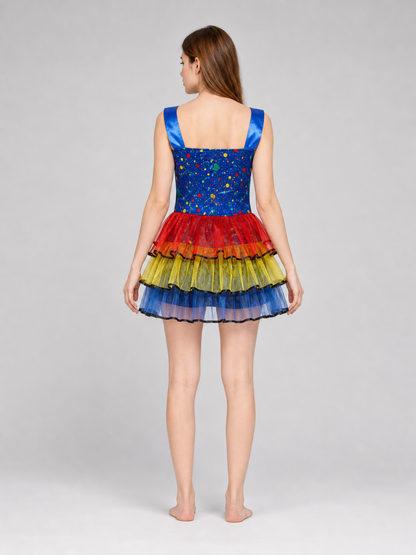 Clown Costume with a Full Skirt and Hat