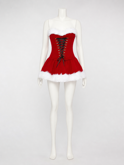 Christmas Character Costume with Fur Trim