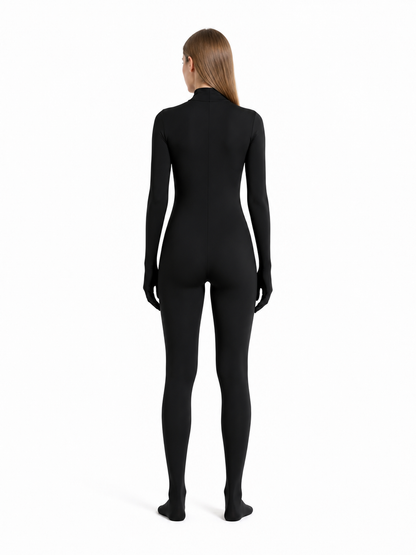 Black Zentai Bodysuit with Covered Hands and Feet back view