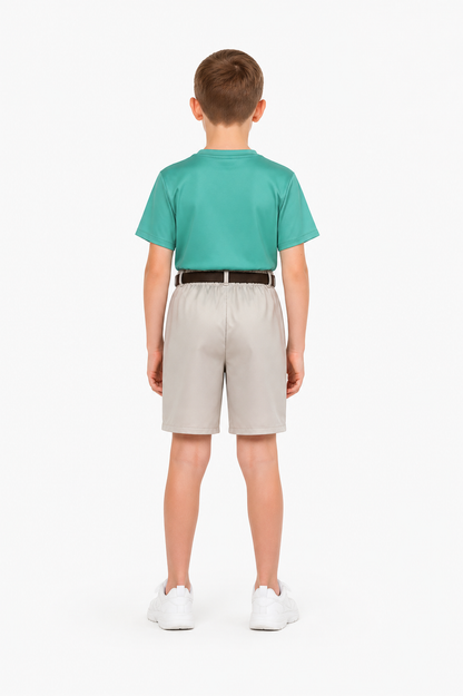 Kids' Foxy Dad Costume with T-Shirt, Shorts, and Belt back view