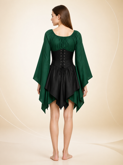 Witch Costume: Dark Green and Black Dress
