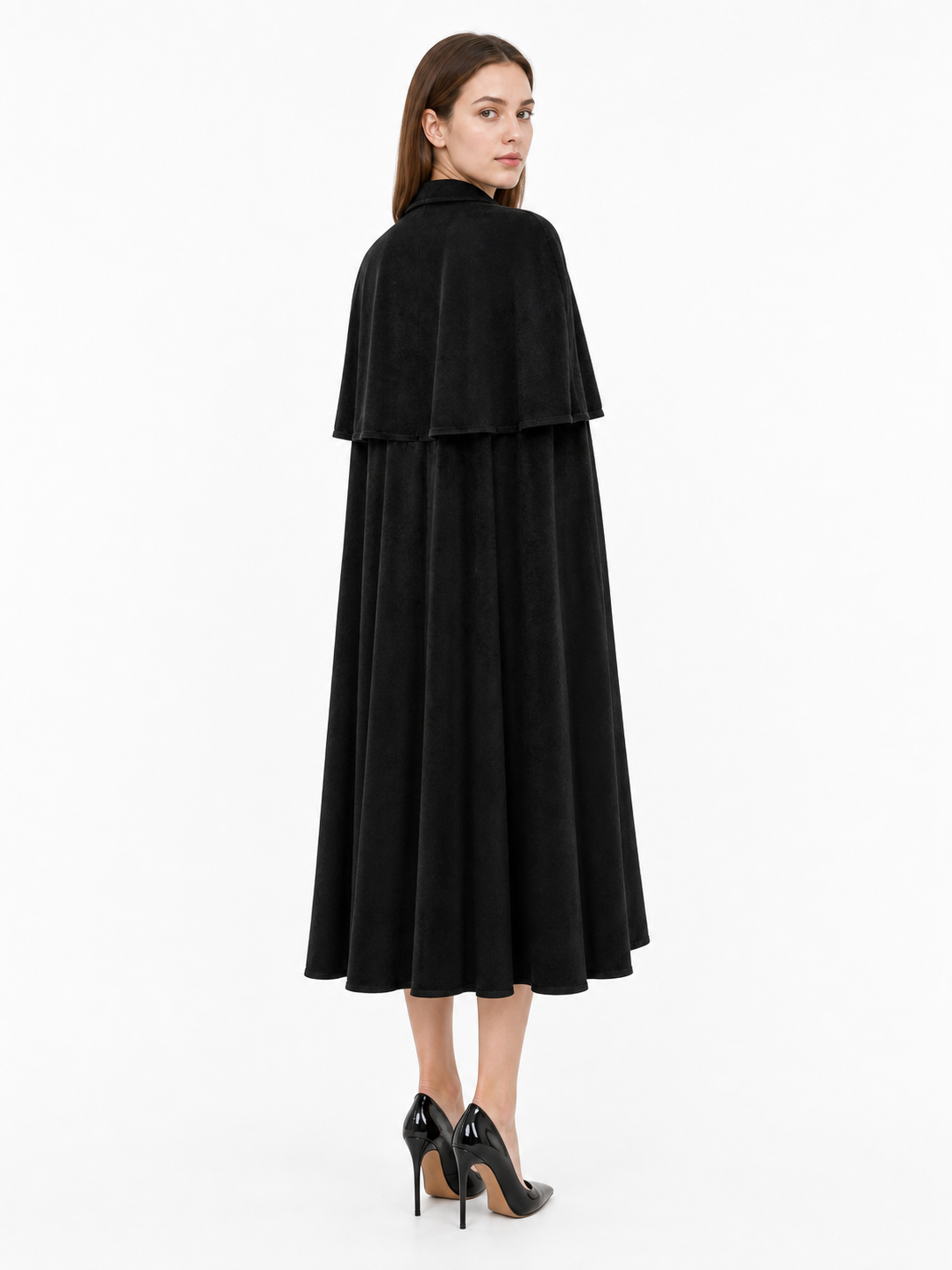 Black Carnival Cloak with High Collar