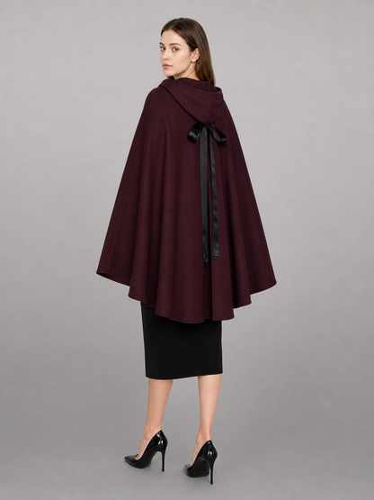 Burgundy Carnival Cloak with Hood for Cosplay
