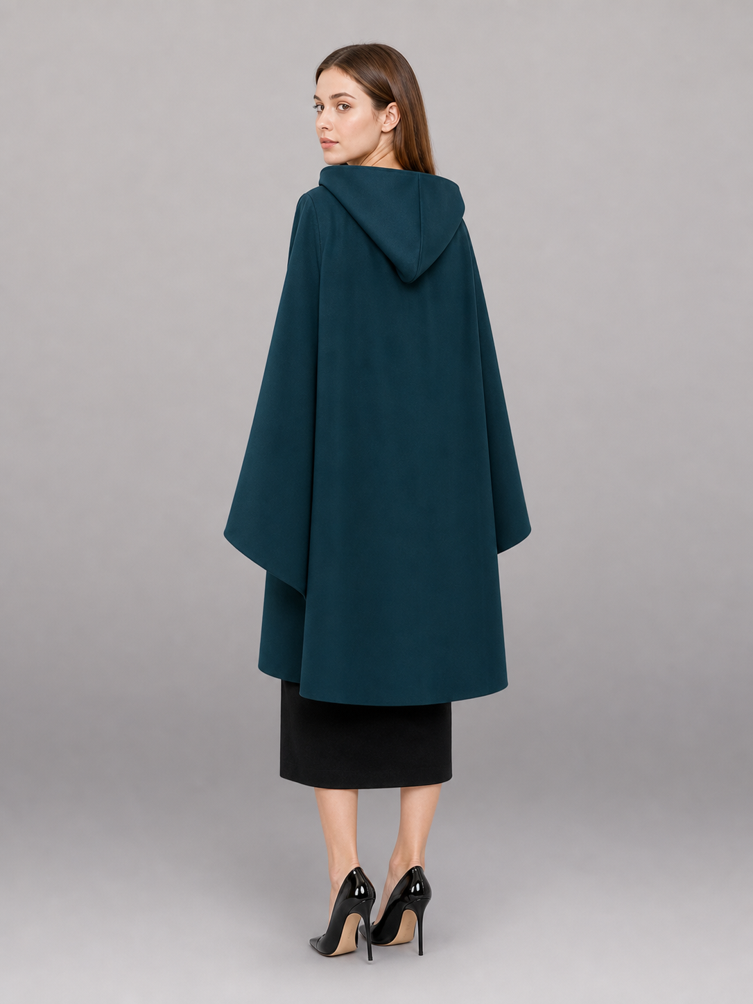 Dark Teal Carnival Hooded Cape