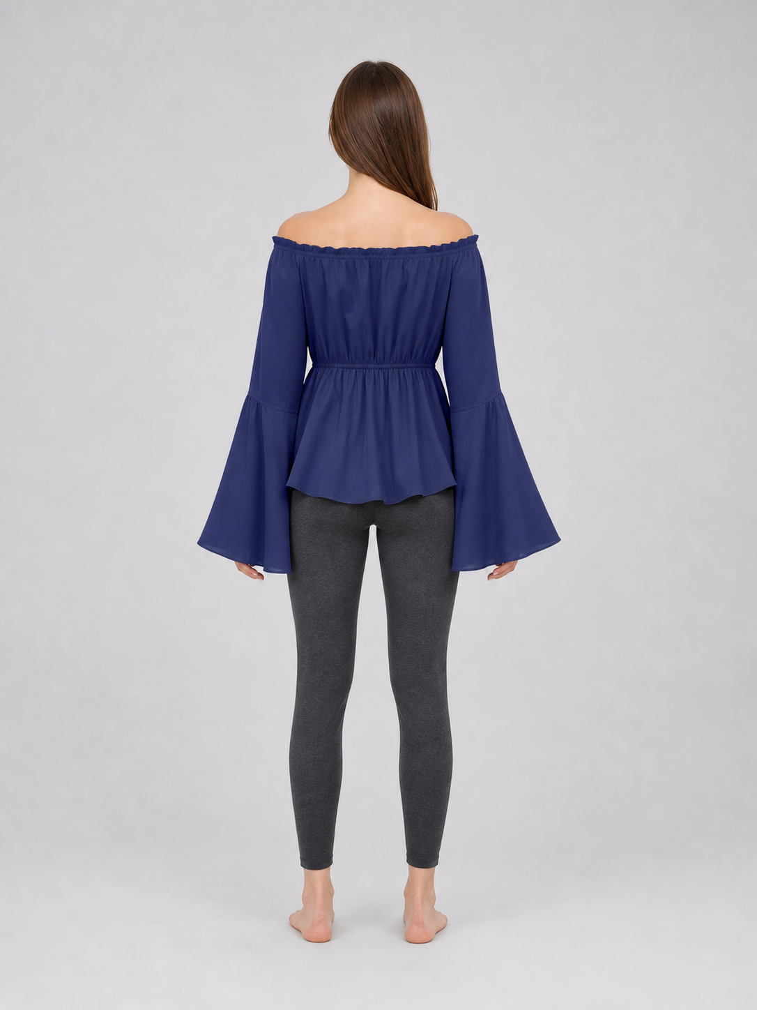 Off-the-Shoulder Blouse with Long Sleeves