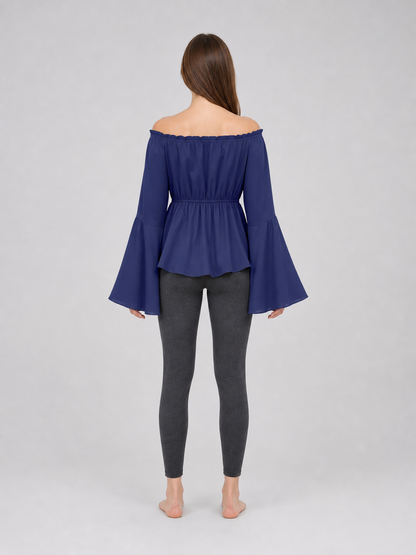 Off-the-Shoulder Blouse with Long Sleeves