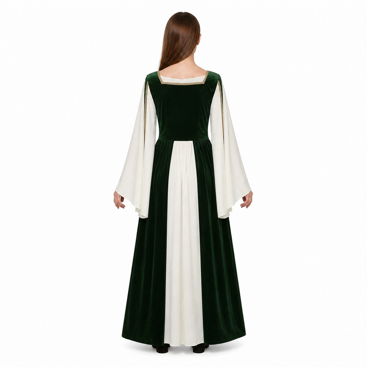Historical Costume with Long Sleeves and a Long Skirt back view