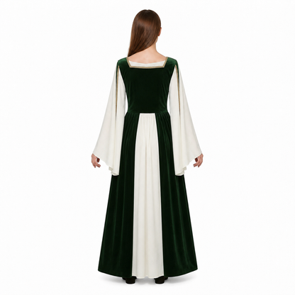 Historical Costume with Long Sleeves and a Long Skirt back view