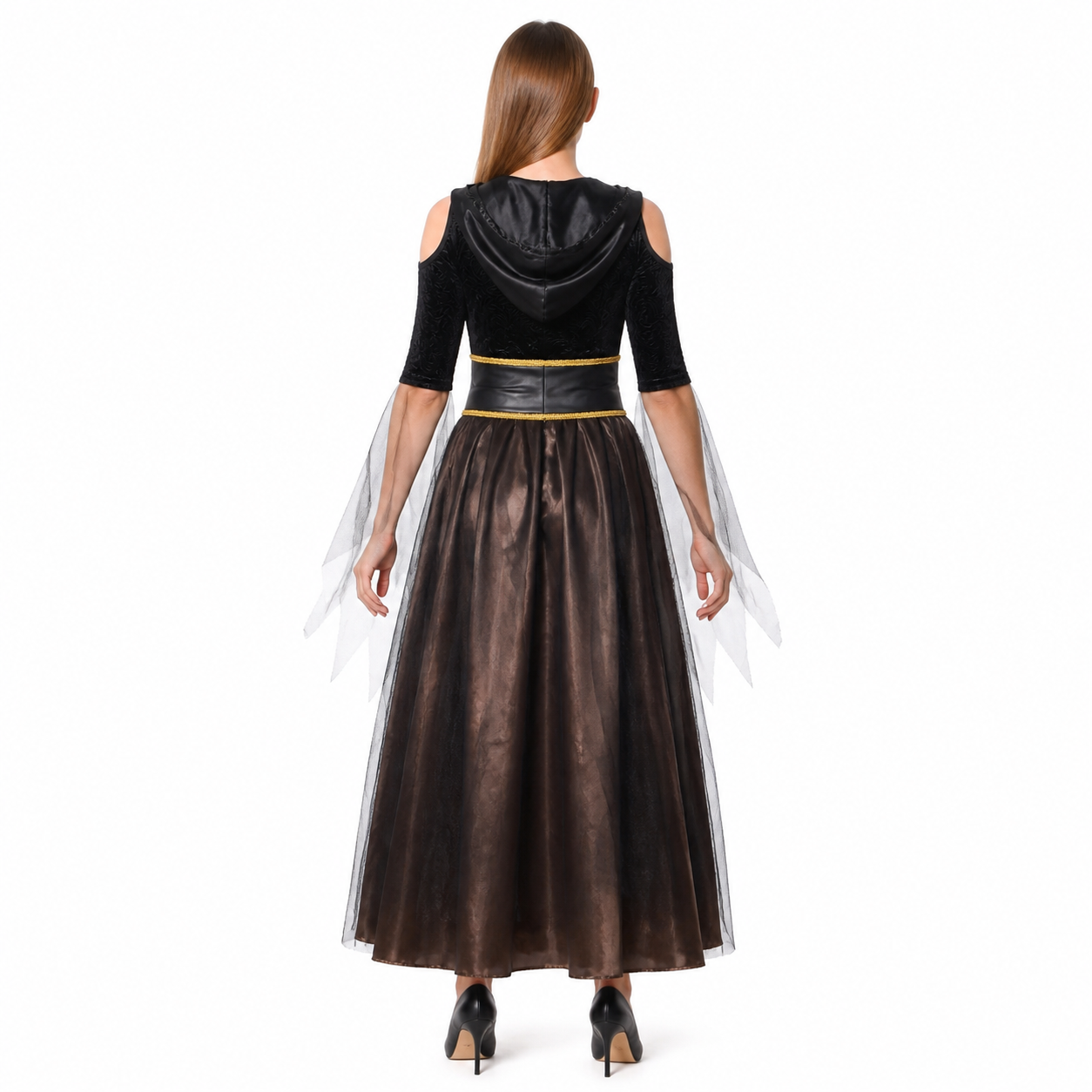 Hooded Cosplay Costume, Long Dress back view
