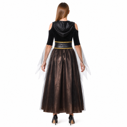Hooded Cosplay Costume, Long Dress back view