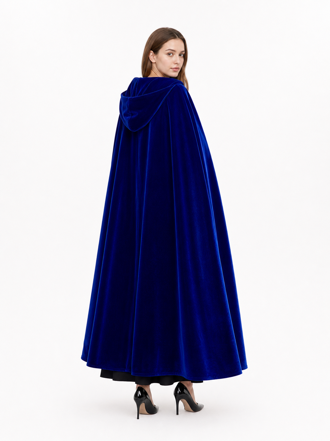 Long Blue Hooded Carnival Cape