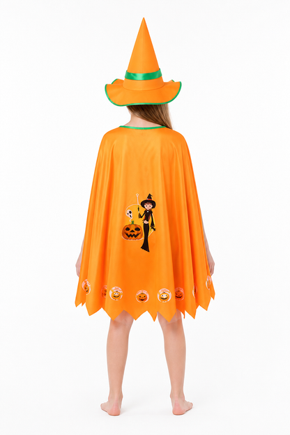 Carnival Costume with Cape and Pointed Hat back view