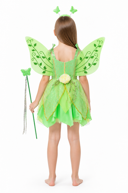 Children's Tinker Bell Fairy Costume with Wings back view