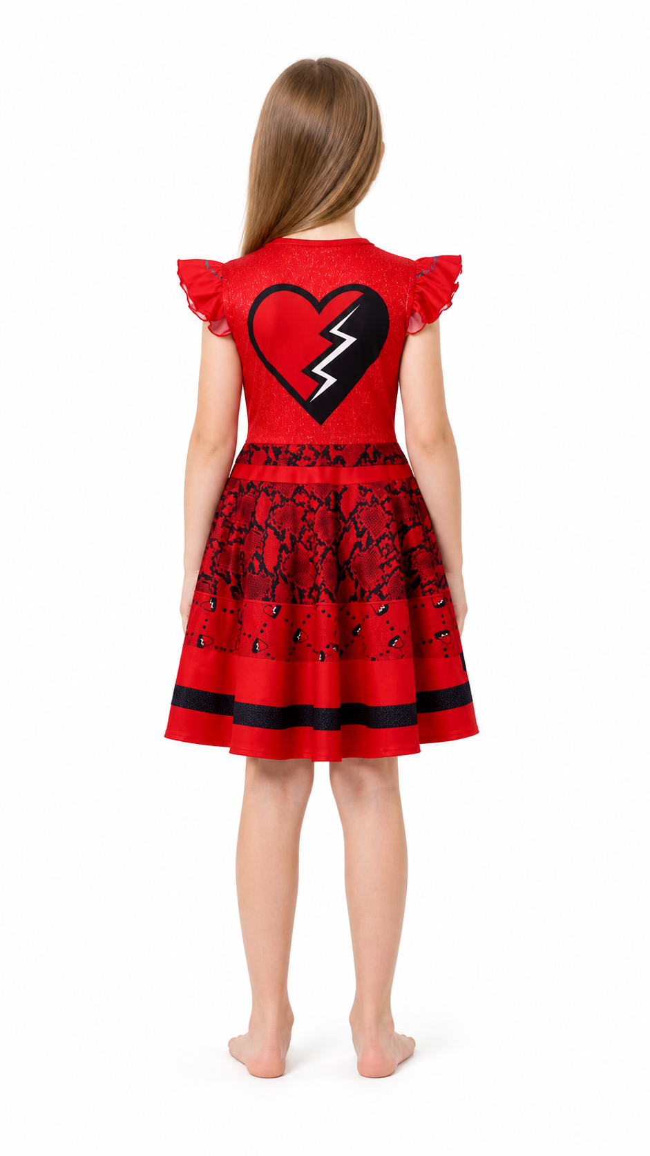 Children's Red Queen Costume Dress for Halloween back view