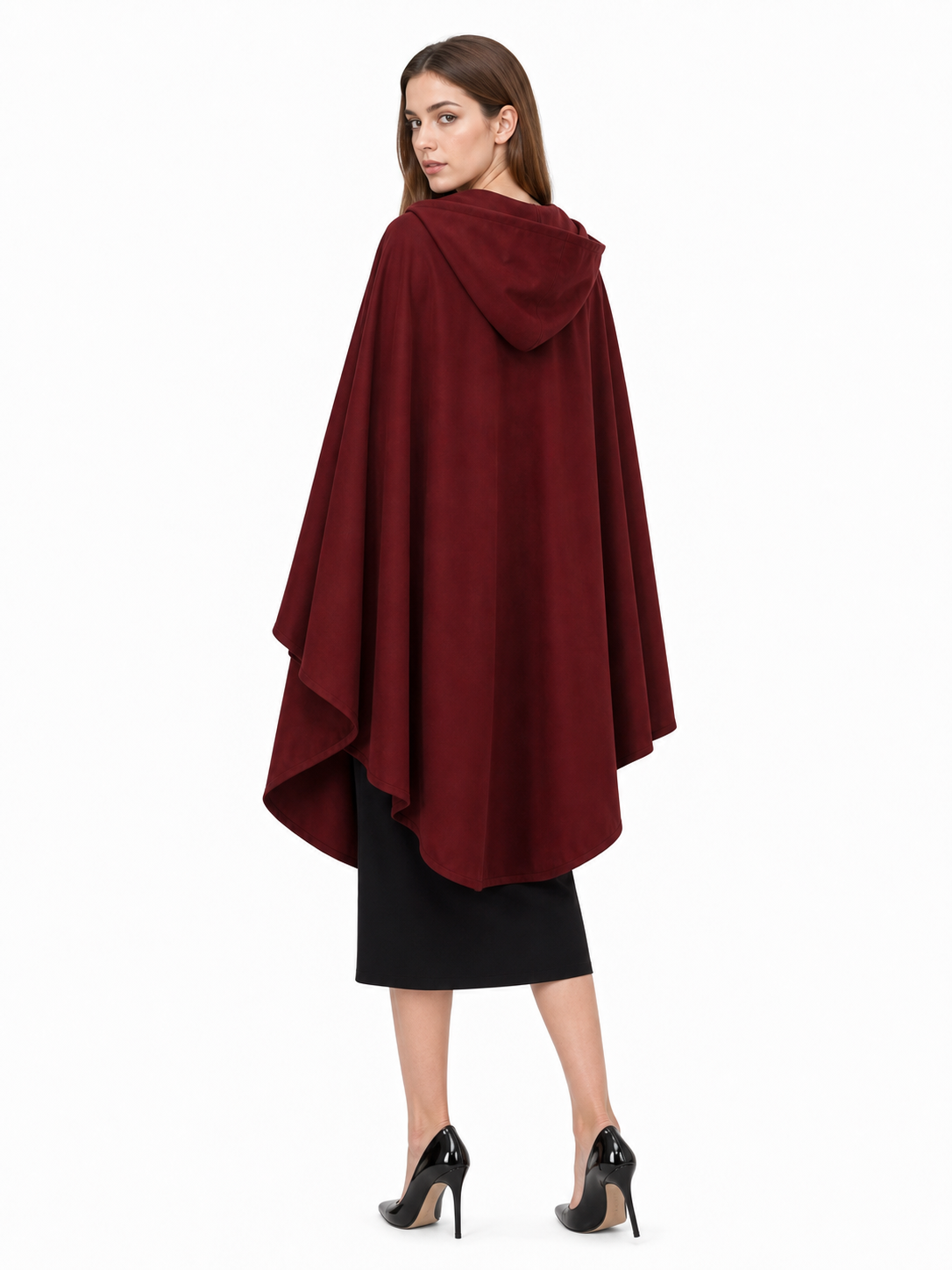 Burgundy Hooded Costume Cloak for Cosplay