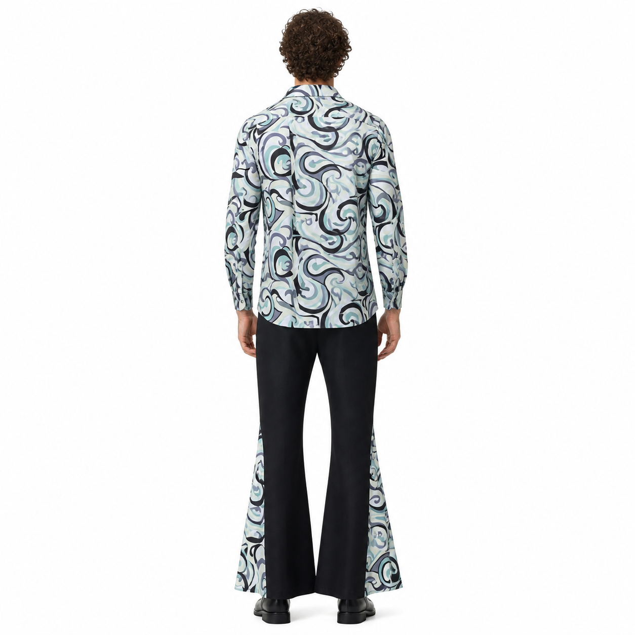Vintage Stage Costume with Flared Pants and Pattern back view