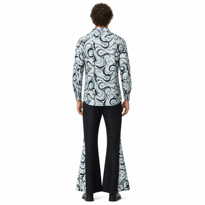 Vintage Stage Costume with Flared Pants and Pattern back view