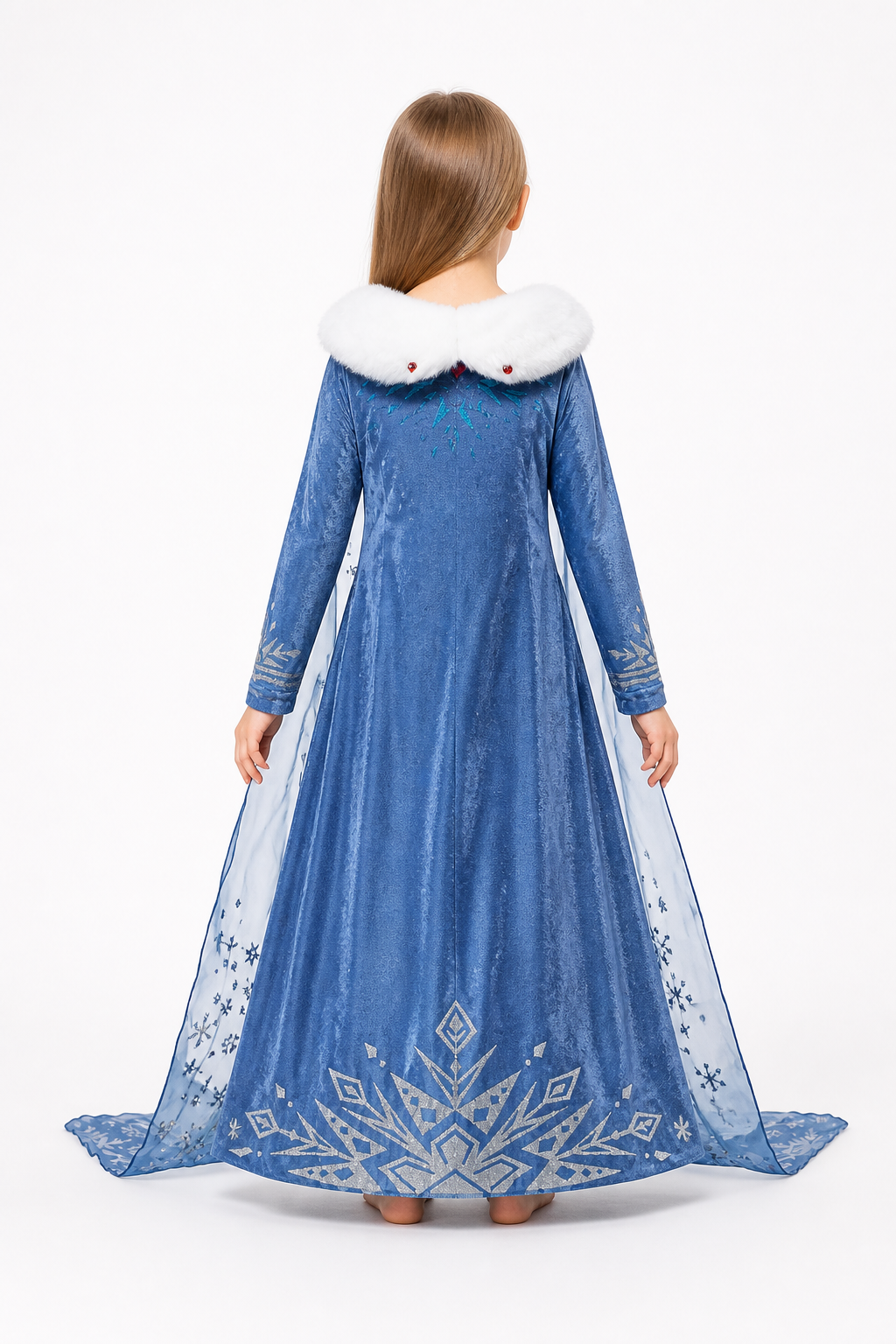 Children’s Snow Queen Dress Costume with Sequins back view