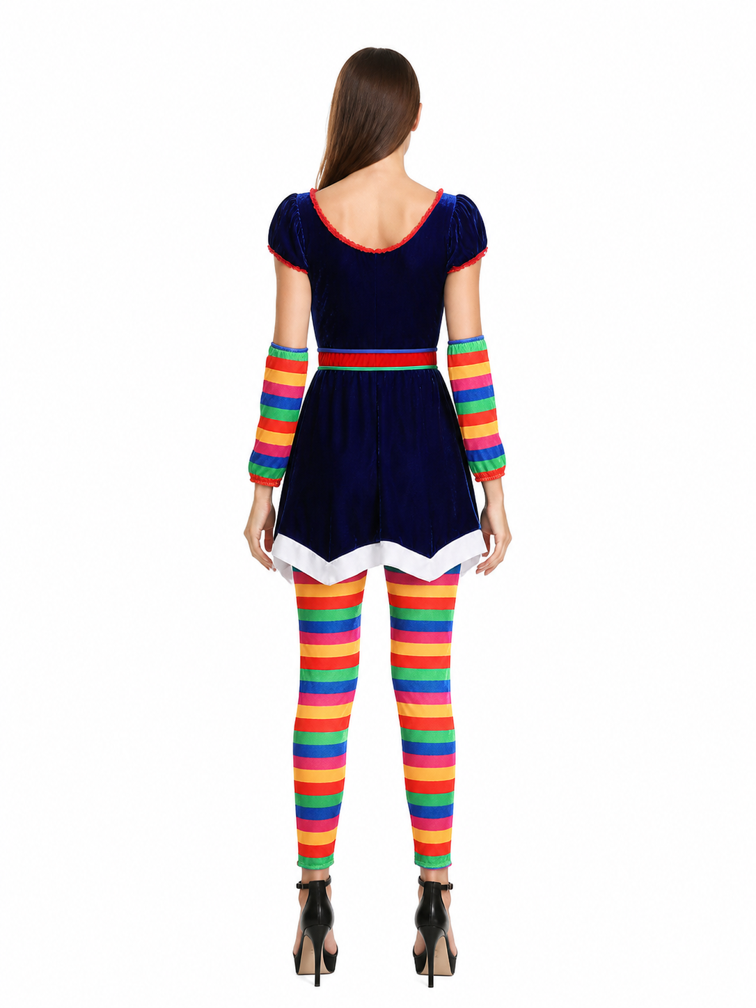 Stage Costume Dress with Rainbow Stripes back view