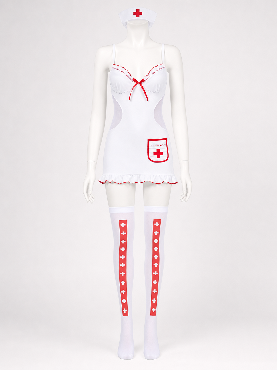 Medical Uniform with Red Cross and Ruffles back view