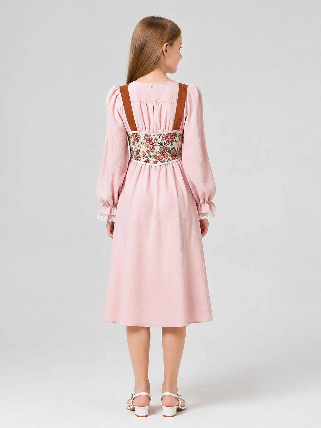 Renaissance-Style Dress, A-Line Silhouette, Puff Sleeves back view