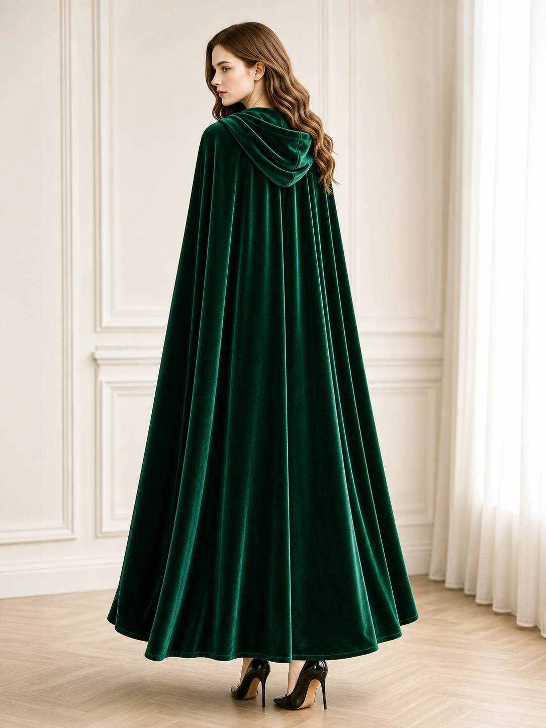 Green Carnival Cloak with Hood, 110 cm
