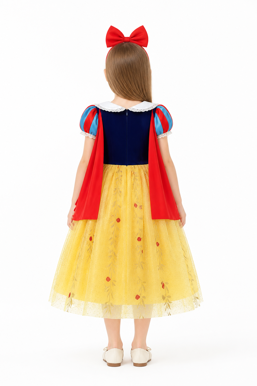 Snow White Princess Costume with Cape and Accessories back view