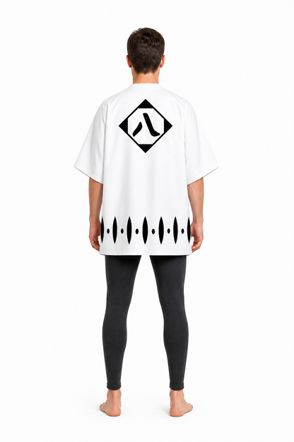 Bleach Shunsui Kyōraku Cosplay Costume, White with Black Pattern back view