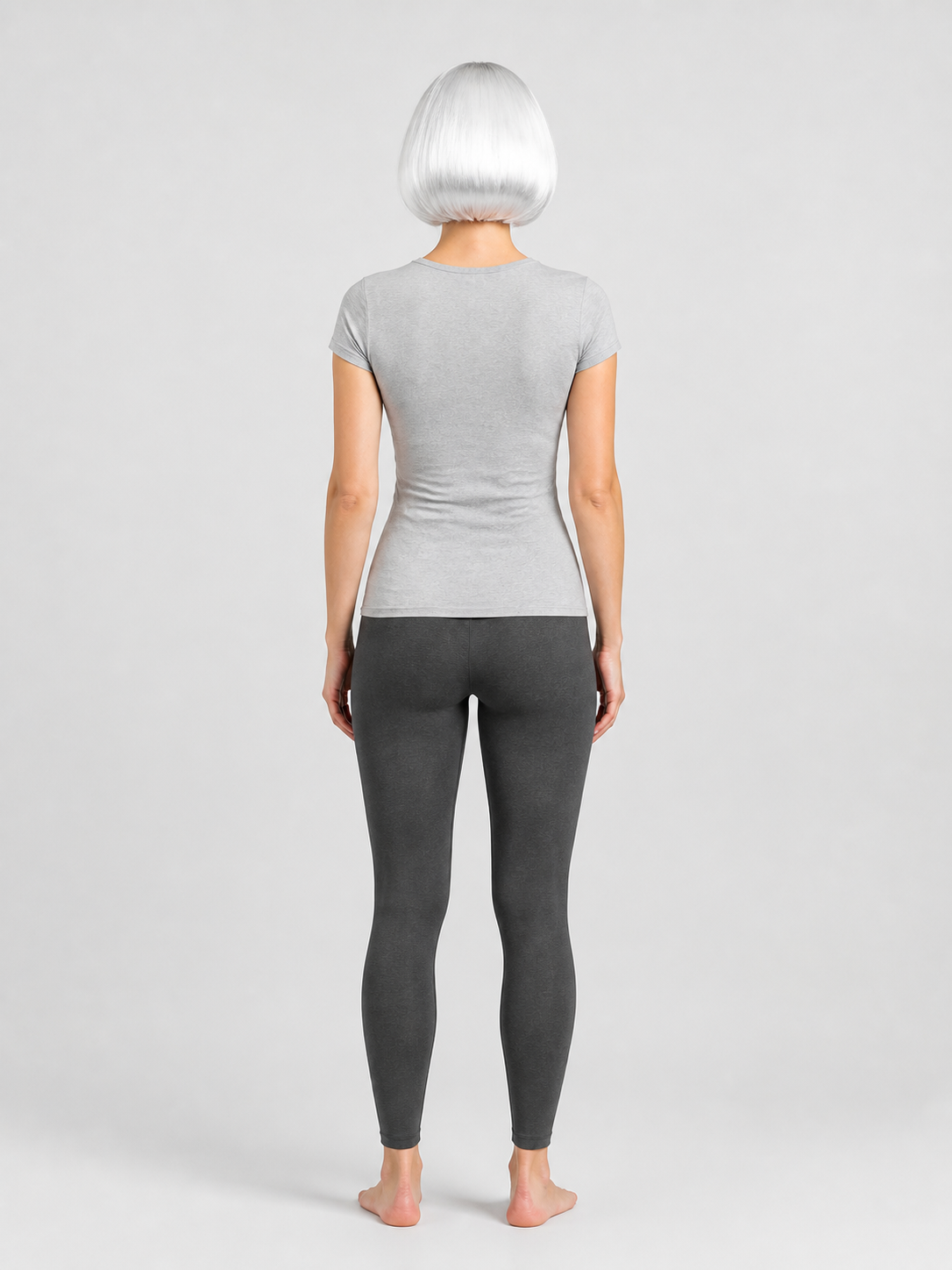 White Short Bob Carnival Wig with Bangs back view