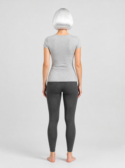 White Short Bob Carnival Wig with Bangs back view